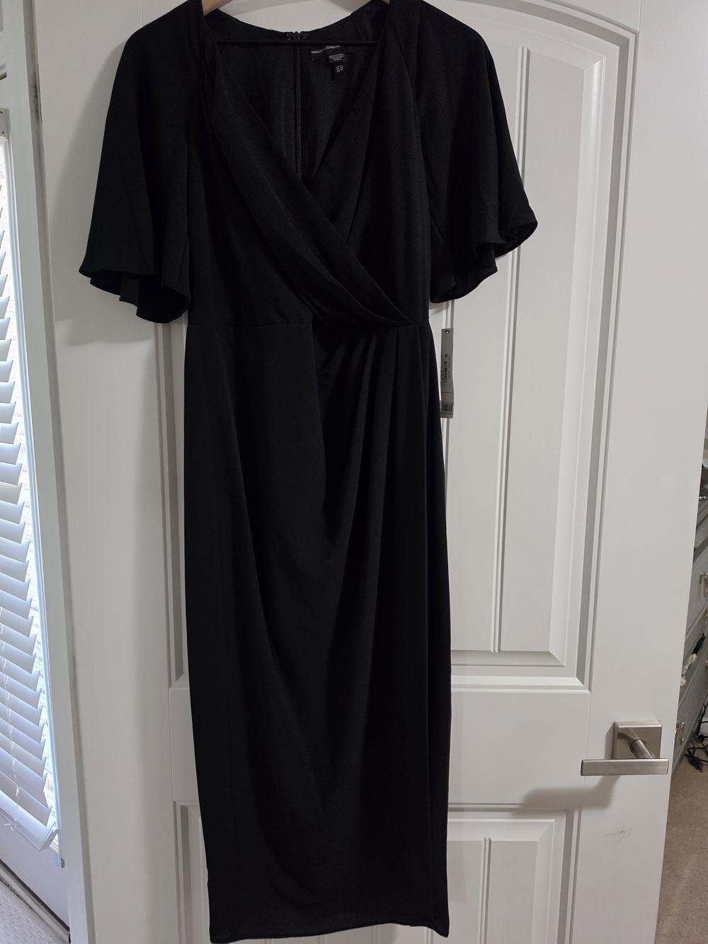 Maggy London Black Wrap-Style Midi Dress - Picture 4 of 6